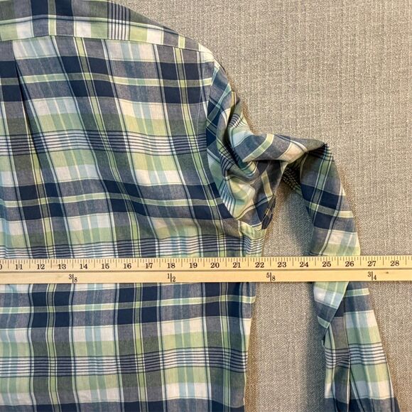 Brooks Brothers Regent Fit Shirt Mens Medium Plaid Button Down Cotton Green Blue - Picture 4 of 7